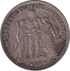 1875 FIVE FRANCS FRANCE - SILVER WORLD COINS - Cambridgeshire Coins