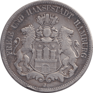 1875 FIVE MARK HAMBURG J - SILVER WORLD COINS - Cambridgeshire Coins