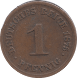 1875 GERMANY 1 PFENNIG - SILVER WORLD COINS - Cambridgeshire Coins