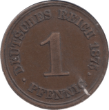 1875 GERMANY ONE PFENNIG - WORLD COINS - Cambridgeshire Coins