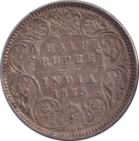 1875 INDIA HALF RUPEE - WORLD COINS - Cambridgeshire Coins