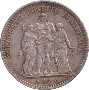 1875 SILVER 5 FRANC FRANCE - SILVER WORLD COINS - Cambridgeshire Coins