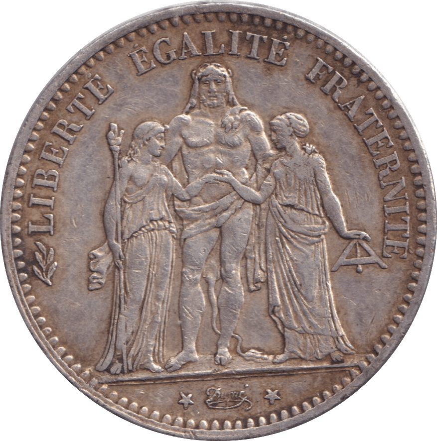 1875 SILVER 5 FRANC FRANCE - SILVER WORLD COINS - Cambridgeshire Coins