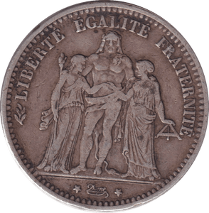1875 SILVER 5 FRANCS FRANCE - SILVER WORLD COINS - Cambridgeshire Coins