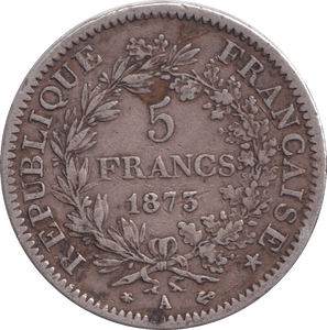1875 SILVER 5 FRANCS FRANCE - SILVER WORLD COINS - Cambridgeshire Coins