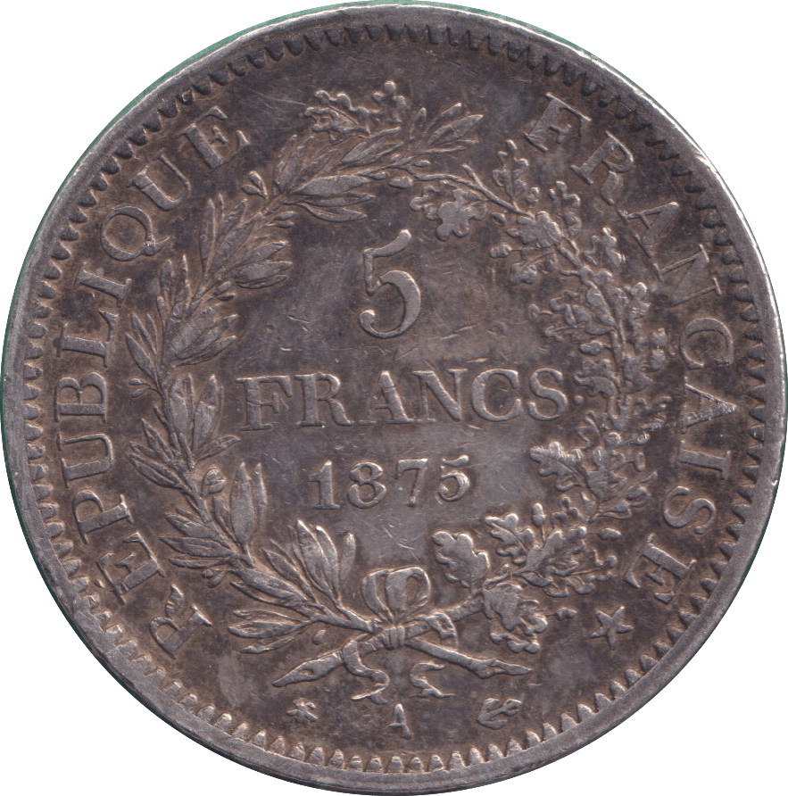 1875 SILVER 5 FRANCS FRANCE - SILVER WORLD COINS - Cambridgeshire Coins
