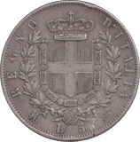 1875 SILVER 5 LIRA ITALY - SILVER WORLD COINS - Cambridgeshire Coins