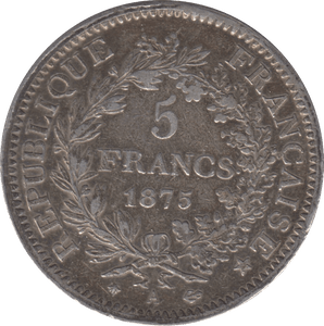 1875 SILVER FRANCE 5 FRANCS - SILVER WORLD COINS - Cambridgeshire Coins
