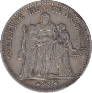 1875 SILVER FRANCE 5 FRANCS - SILVER WORLD COINS - Cambridgeshire Coins
