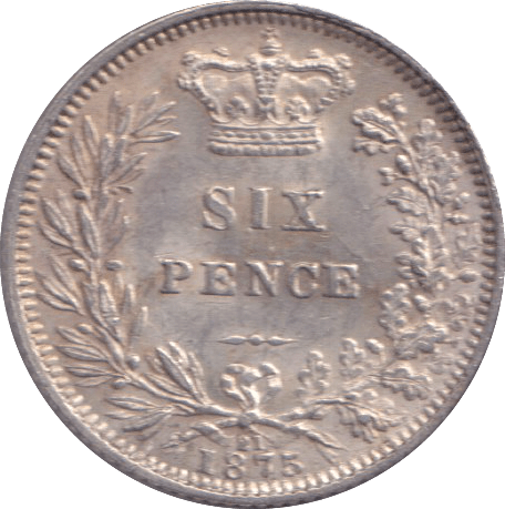 1875 SIXPENCE ( EF ) - SIXPENCE - Cambridgeshire Coins