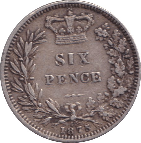 1875 SIXPENCE ( GVF ) - SIXPENCE - Cambridgeshire Coins