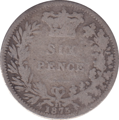 1875 SIXPENCE (NF) DIE 21 - SIXPENCE - Cambridgeshire Coins