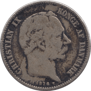 1876 2 KRONER DENMARK - SILVER WORLD COINS - Cambridgeshire Coins
