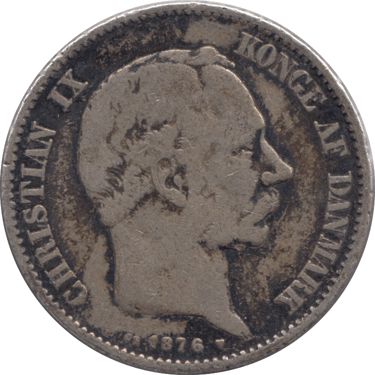 1876 2 KRONER DENMARK - SILVER WORLD COINS - Cambridgeshire Coins