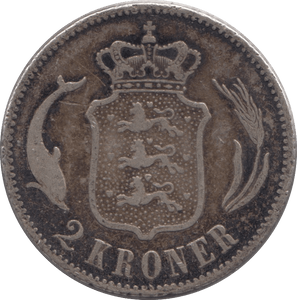 1876 2 KRONER DENMARK - SILVER WORLD COINS - Cambridgeshire Coins