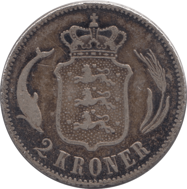 1876 2 KRONER DENMARK - SILVER WORLD COINS - Cambridgeshire Coins