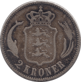 1876 2 KRONER DENMARK - SILVER WORLD COINS - Cambridgeshire Coins
