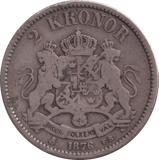 1876 2 KRONOR SWEDEN - WORLD COINS - Cambridgeshire Coins