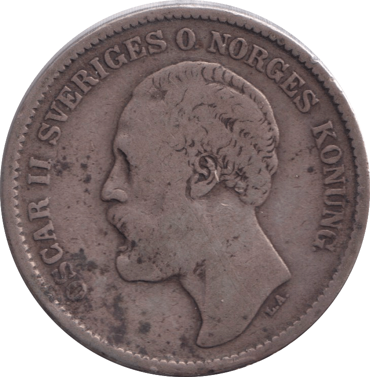 1876 2 KRONOR SWEDEN - WORLD COINS - Cambridgeshire Coins