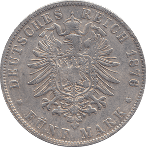 1876 5 MARKS PRUSSIA - WORLD COINS - Cambridgeshire Coins