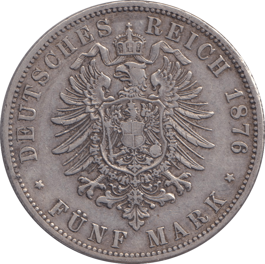 1876 FIVE MARK BERLIN A - SILVER WORLD COINS - Cambridgeshire Coins