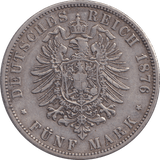 1876 FIVE MARK BERLIN A - SILVER WORLD COINS - Cambridgeshire Coins