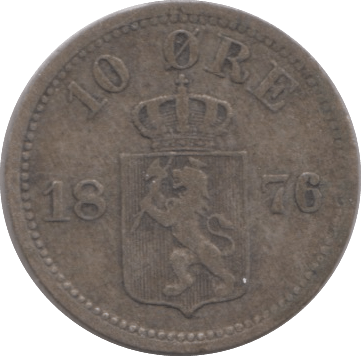 1876 SILVER 10 ORE NORWAY - SILVER WORLD COINS - Cambridgeshire Coins