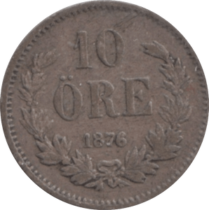 1876 SILVER 10 ORE SWEDEN - WORLD COINS - Cambridgeshire Coins