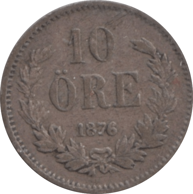 1876 SILVER 10 ORE SWEDEN - WORLD COINS - Cambridgeshire Coins