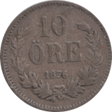 1876 SILVER 10 ORE SWEDEN - WORLD COINS - Cambridgeshire Coins