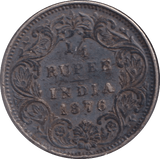 1876 SILVER 1/4 RUPEE INDIA - SILVER WORLD COINS - Cambridgeshire Coins