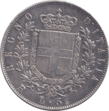 1876 SILVER 5 LIRA ITLAY - SILVER WORLD COINS - Cambridgeshire Coins