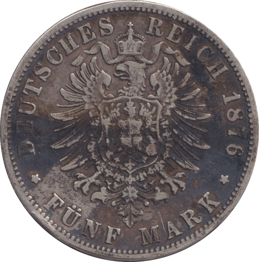 1876 SILVER FIVE MARK BERLIN - SILVER WORLD COINS - Cambridgeshire Coins