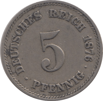 1876 SILVER GERMANY 5 PFENNIG - SILVER WORLD COINS - Cambridgeshire Coins