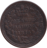 1876 THIRD FARTHING ( EF ) - ONE THIRD FARTHING - Cambridgeshire Coins