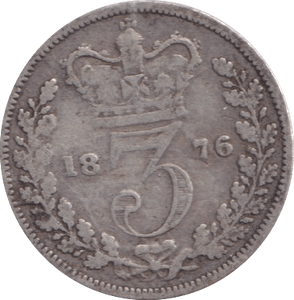 1876 THREEPENCE ( FINE ) - Three Half Pence - Cambridgeshire Coins