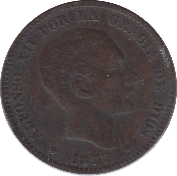 1877 10 CENTIMOS SPAIN - WORLD COINS - Cambridgeshire Coins