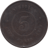 1877 FIVE CENTS MAURITIUS - WORLD COINS - Cambridgeshire Coins