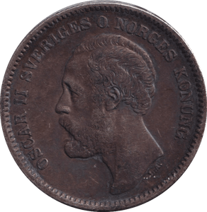 1877 SILVER 2 KRONOR SWEDEN - SILVER WORLD COINS - Cambridgeshire Coins