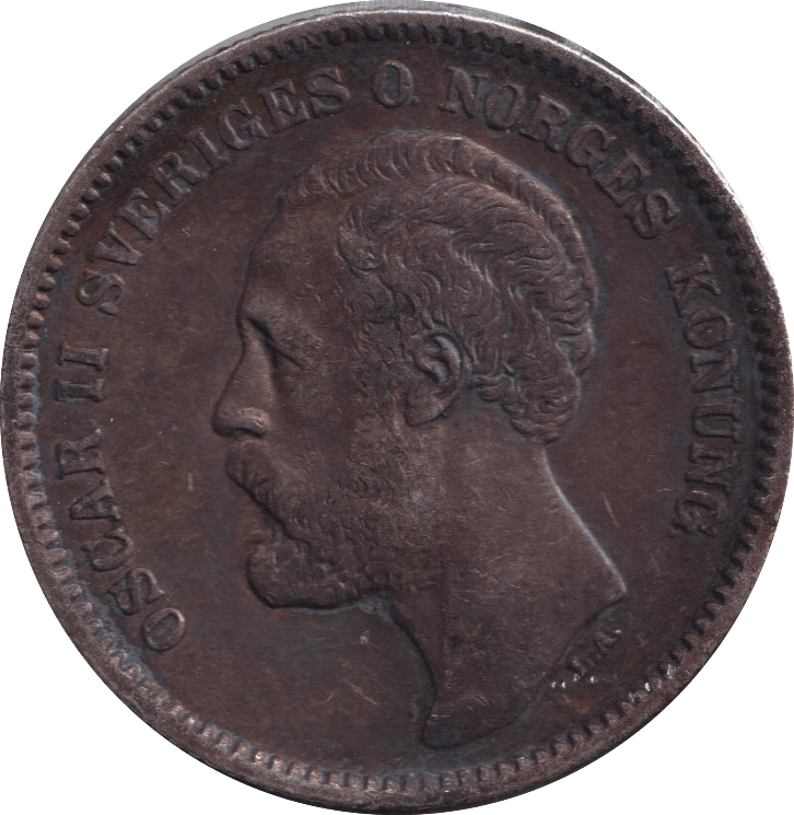 1877 SILVER 2 KRONOR SWEDEN - SILVER WORLD COINS - Cambridgeshire Coins