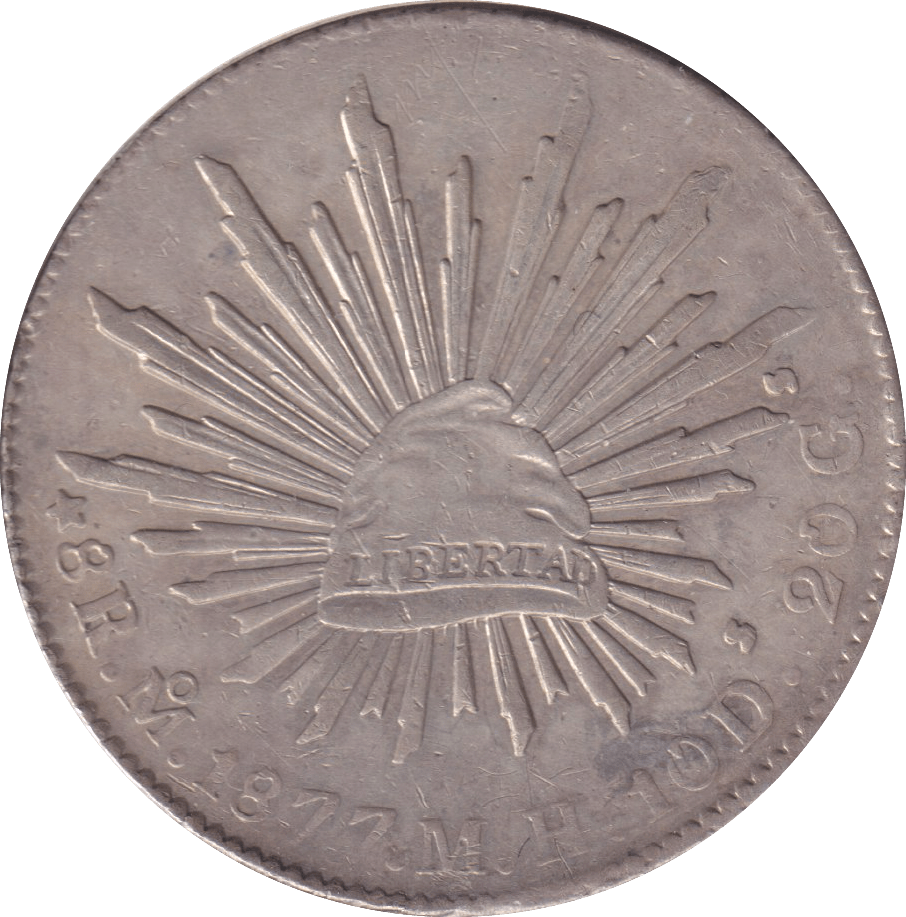 1877 SILVER 8 REALES MEXICO - SILVER WORLD COINS - Cambridgeshire Coins