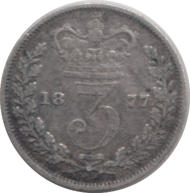 1877 THREE PENCE ( NF ) - Threepence - Cambridgeshire Coins
