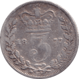 1877 THREEPENCE ( FINE ) - Three Half Pence - Cambridgeshire Coins
