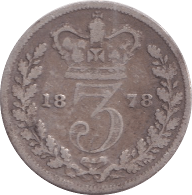 1877 THREEPENCE ( FINE ) - Three Half Pence - Cambridgeshire Coins