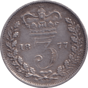 1877 THREEPENCE ( VF ) - Three Half Pence - Cambridgeshire Coins