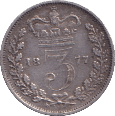 1877 THREEPENCE ( VF ) - Three Half Pence - Cambridgeshire Coins
