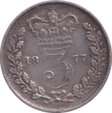 1877 THREEPENCE ( VF ) - Three Half Pence - Cambridgeshire Coins