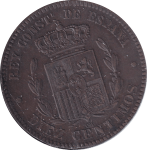 1878 10 CENTS SPAIN - WORLD COINS - Cambridgeshire Coins