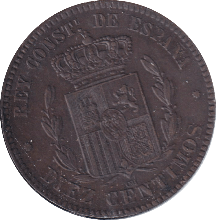 1878 10 CENTS SPAIN - WORLD COINS - Cambridgeshire Coins