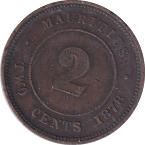 1878 2 CENT MAURITIUS - WORLD COINS - Cambridgeshire Coins